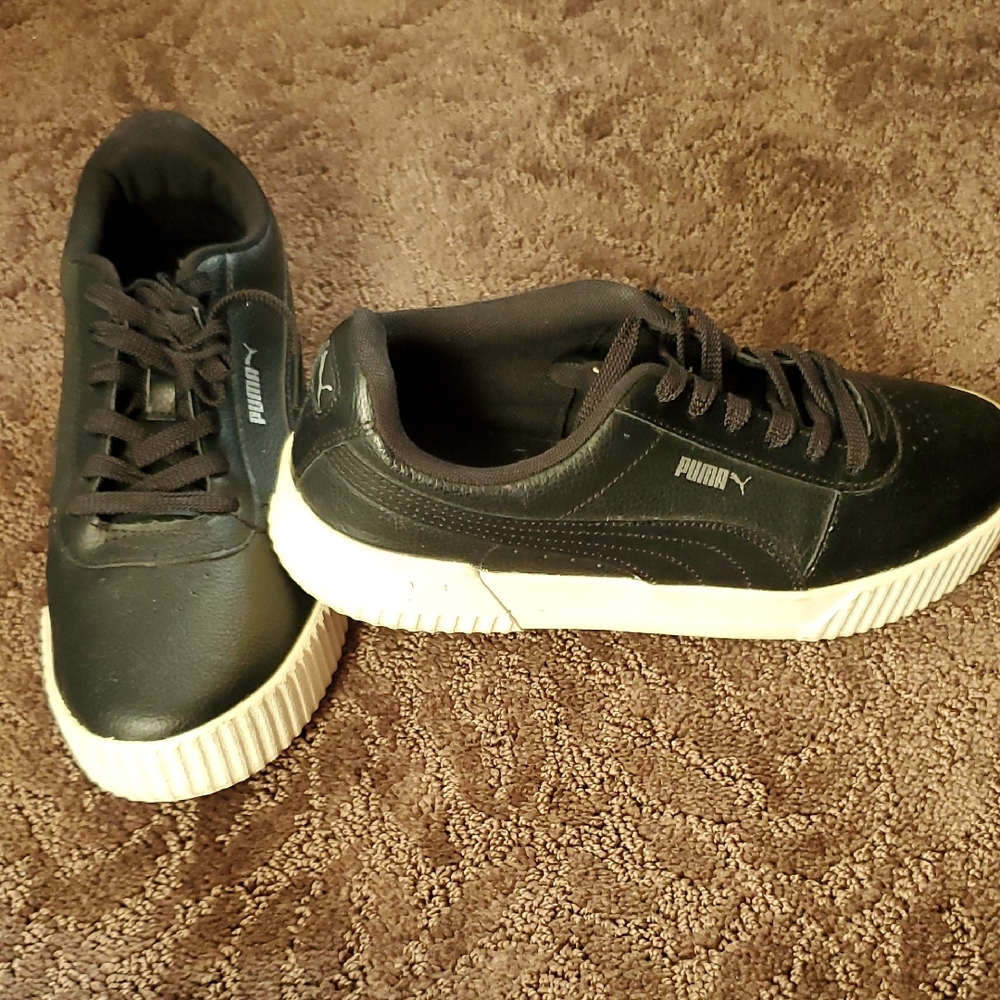 Puma Black Sneakers with White Soles